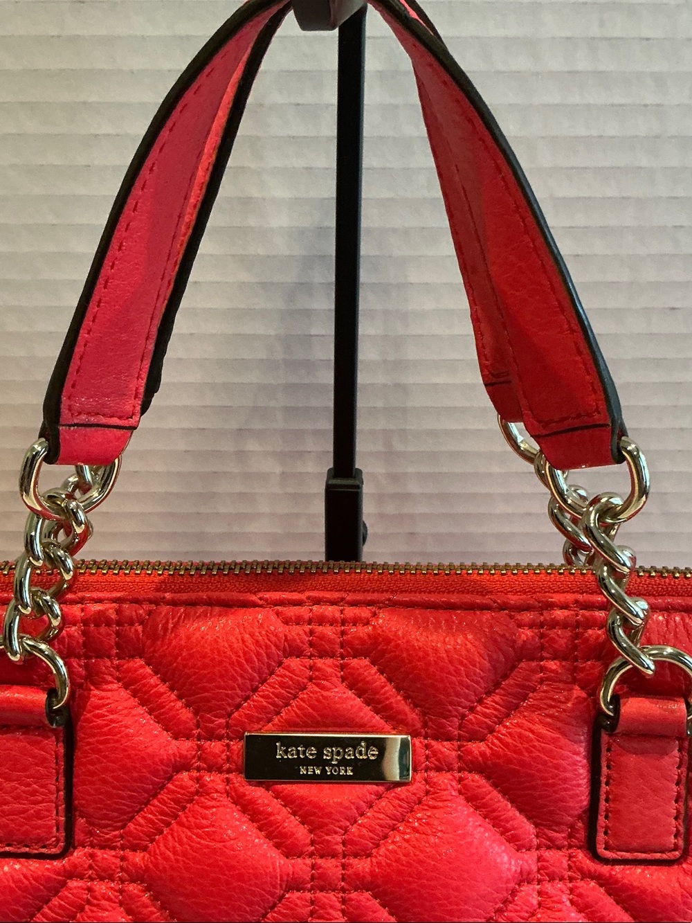 kate spade Quilted Coral Satchel with Gold Hardware - Picture 3 of 8